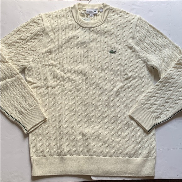 Lacoste Organic Cotton Crewneck Sweater White Men’s Large NWT - Picture 1 of 10
